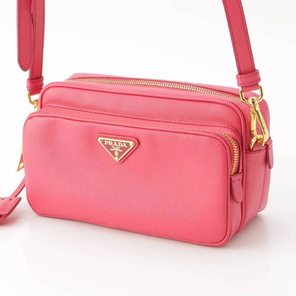 Prada Shoulder Camera Bag Saffiano Pink Lux Leather